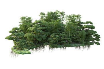 Fototapeta premium Green landscape isolated on transparent background. 3d rendering - illustration