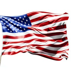 Fototapeta premium American flag waving in the wind isolated on a white background Generative AI