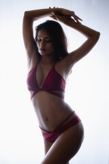 Classical Boudoir of  young Indian female in red bikini