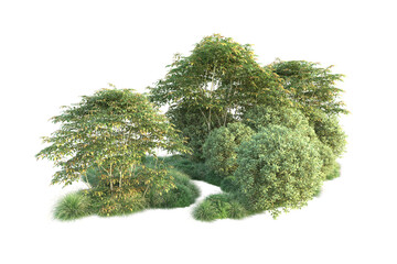 Fototapeta premium Green landscape isolated on transparent background. 3d rendering - illustration
