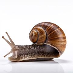 Beautiful big wild snail looking forward is shown in full length, Ai generated