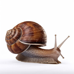 Beautiful big wild snail looking forward is shown in full length, Ai generated