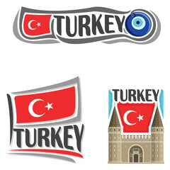 Turkey Flag Travel Souvenir Sticker Skyline Landmark Logo Badge Stamp Seal Emblem EPS Illustration