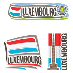 Luxembourg Flag Travel Souvenir Sticker Skyline Landmark Logo Badge Stamp Seal Emblem EPS Illustration