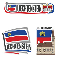 Liechtenstein Flag Travel Souvenir Sticker Skyline Landmark Logo Badge Stamp Seal Emblem EPS Illustration