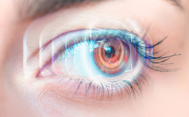 Close up of an eye and vision test