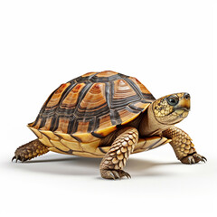 Fototapeta premium Beautiful big wild turtle looking forward is shown in full length, Ai generated