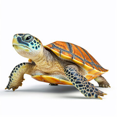 Obraz premium Beautiful big wild turtle looking forward is shown in full length, Ai generated