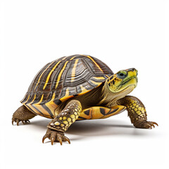 Obraz premium Beautiful big wild turtle looking forward is shown in full length, Ai generated