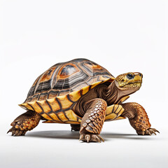 Obraz premium Beautiful big wild turtle looking forward is shown in full length, Ai generated