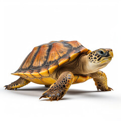 Fototapeta premium Beautiful big wild turtle looking forward is shown in full length, Ai generated