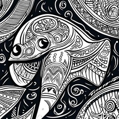 Tahitian tattoo pattern in the shape of a manta ray,