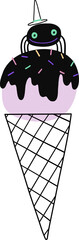 Naklejka premium Sweet and spooky. Cute cartoon Halloween design elements on a transparent background