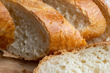 Sliced wheat bread into pieces