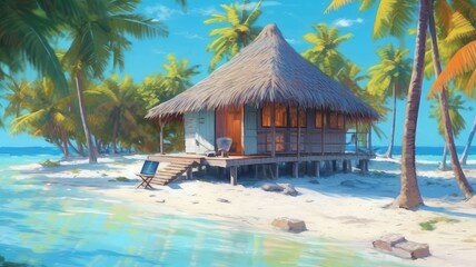 Fototapeta premium maldives bungalow