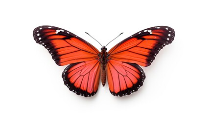 Fototapeta na wymiar Beautiful red monarch butterfly isolated on white background. Butterfly. Generative Ai