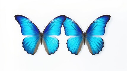 Blue tropical butterflies isolated on white background. Butterfly. Generative Ai