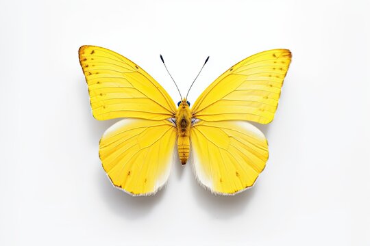 A yellow butterfly isolated on white background. Butterfly. Generative Ai