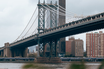 Fototapeta na wymiar The Manhattan Bridge from D.U.M.B.O, New York, Brooklyn, 2023