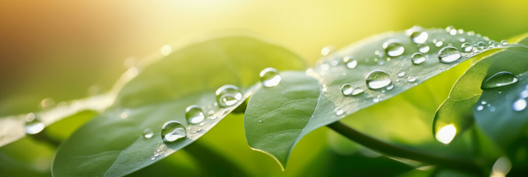 Wassertropfen auf einem Blatt. Generiert mit KI 