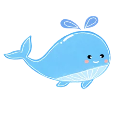 Crédence de cuisine en verre imprimé Baleine Whale blue cartoon