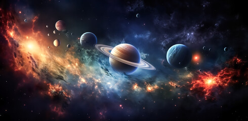 Obraz na płótnie Canvas solar system.sun flare storm.galaxy space background,universe or cosmos astronomy.generative ai technology