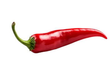 Fototapete Scharfe Chili-pfeffer Fiery Red Chili Pepper Isolated on Transparent Background. Generative AI