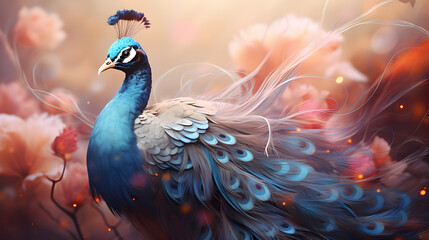 Peacock abstract wallpaper luxury style Generative AI