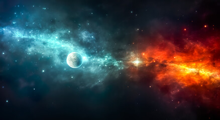 Obraz na płótnie Canvas solar system.sun flare storm.galaxy space background,universe or cosmos astronomy.generative ai technology