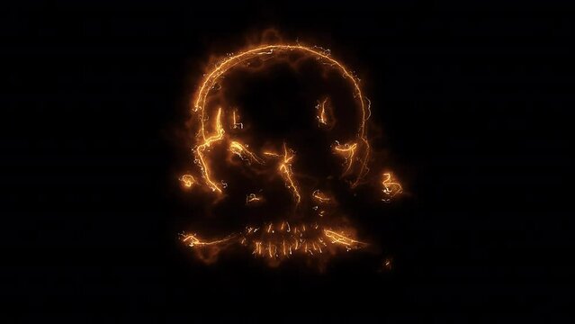 A Drawn pirate sign with fire.