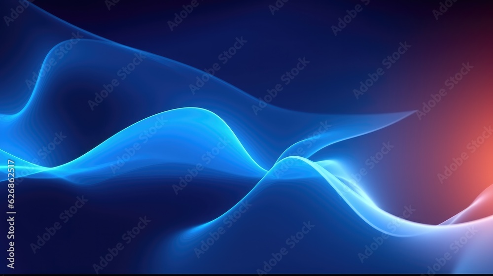 Fototapete abstract minimal neon background with glowing wavy line with dark wall illuminated with led light.