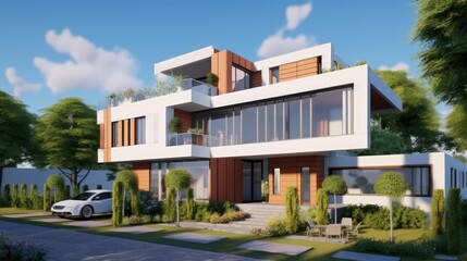 Residential duplex building with concrete, Duplex building for single family.