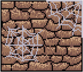 Brown pixel bricks with spider webs.