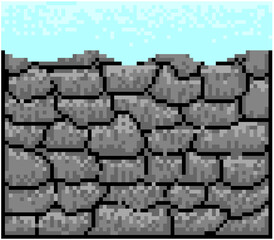 gray pixel brick with snow on top