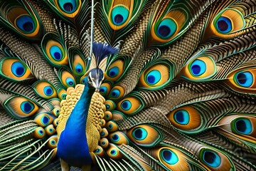 peacock feathers background generated Ai.