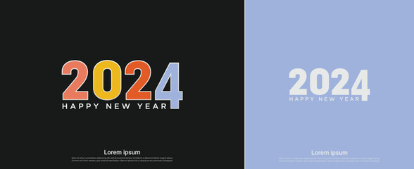 Happy new year 2024. Set of 2024 new year banner template
