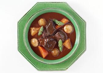 Japanese curry on White background with clipping path. Popular Japanese foods. On top.