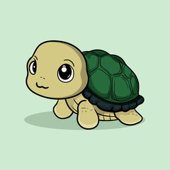 Happy cute turtle walking with smile for mascot, sticker, coloring book, children book, sign, icon, or any design you want