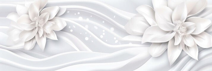 Delicate flower on white background for Wedding banner with copy space,generative ai