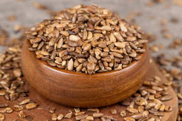 heavily fried sunflower seeds close up