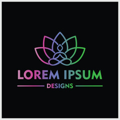 Human Yoga With Lotus Logo Design Template.