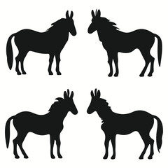 Zonkey silhouettes and icons. Black flat color simple elegant Zonkey animal vector and illustration.
