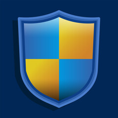 simple blue and orange shield, vector illustration 