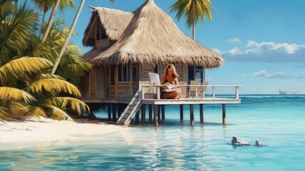 Fototapeta premium maldives bungalow