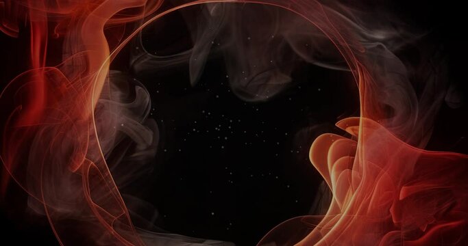 fire in the dark animation. Abstract ring of fire on black background. shiny animation 4K resolution