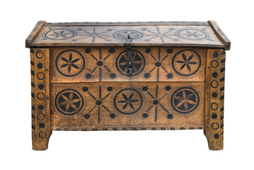 Wooden chest with patterns, ethnos of the Ukrainian