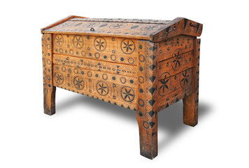 Antique Traditional Ukrainian wooden chest for storing things