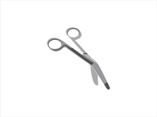 Set of surgical instruments. Scalpel, Liston's amputation knife, straight scissors, clamp mosquito with clasp, anatomical tweezers, Folkmann's serrated hook, Meyer’s forceps, Isolated objects. Vector