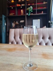 glass of wine in bar