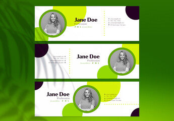 Set Creative Email Signatures with Green Accents Layout